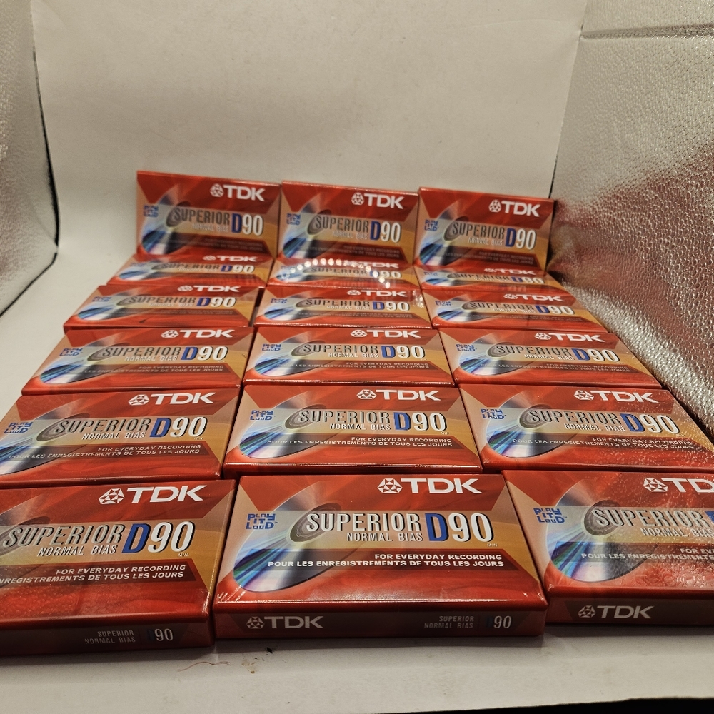 Lot of 18 Sealed TDK D90 Superior Normal Bias Blank Audio Cassette Tapes Sealed.